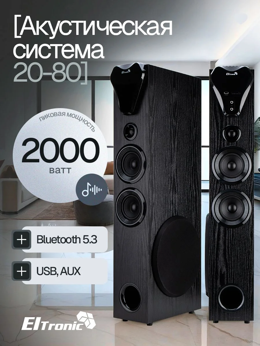 Акустическая система ELTRONIC 20-80 HOME SOUND комплект 2 колонки, черный